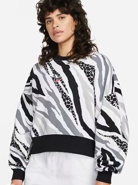 NIKE Retro Printed Zebra Pullover Sweatshirt